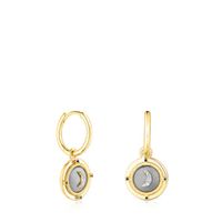 Aretes cortos con baño de oro 18 kt sobre plata y diamantes Magic Nature