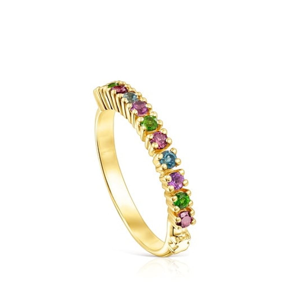 Silver vermeil TOUS Straight Half wedding ring with gemstones