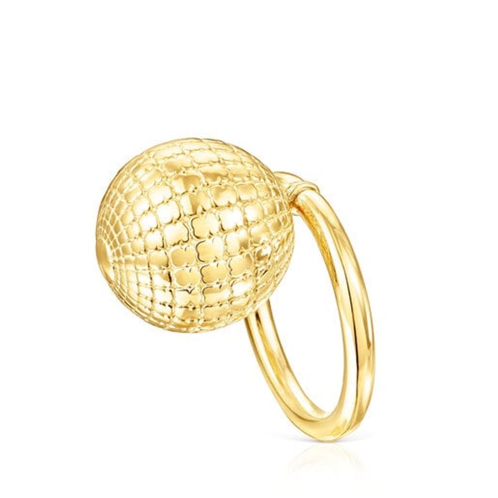 Silver vermeil St. Tropez Disco bear ball Ring