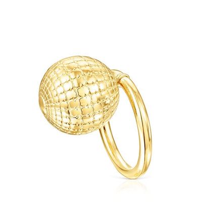 Silver vermeil St. Tropez Disco bear ball Ring