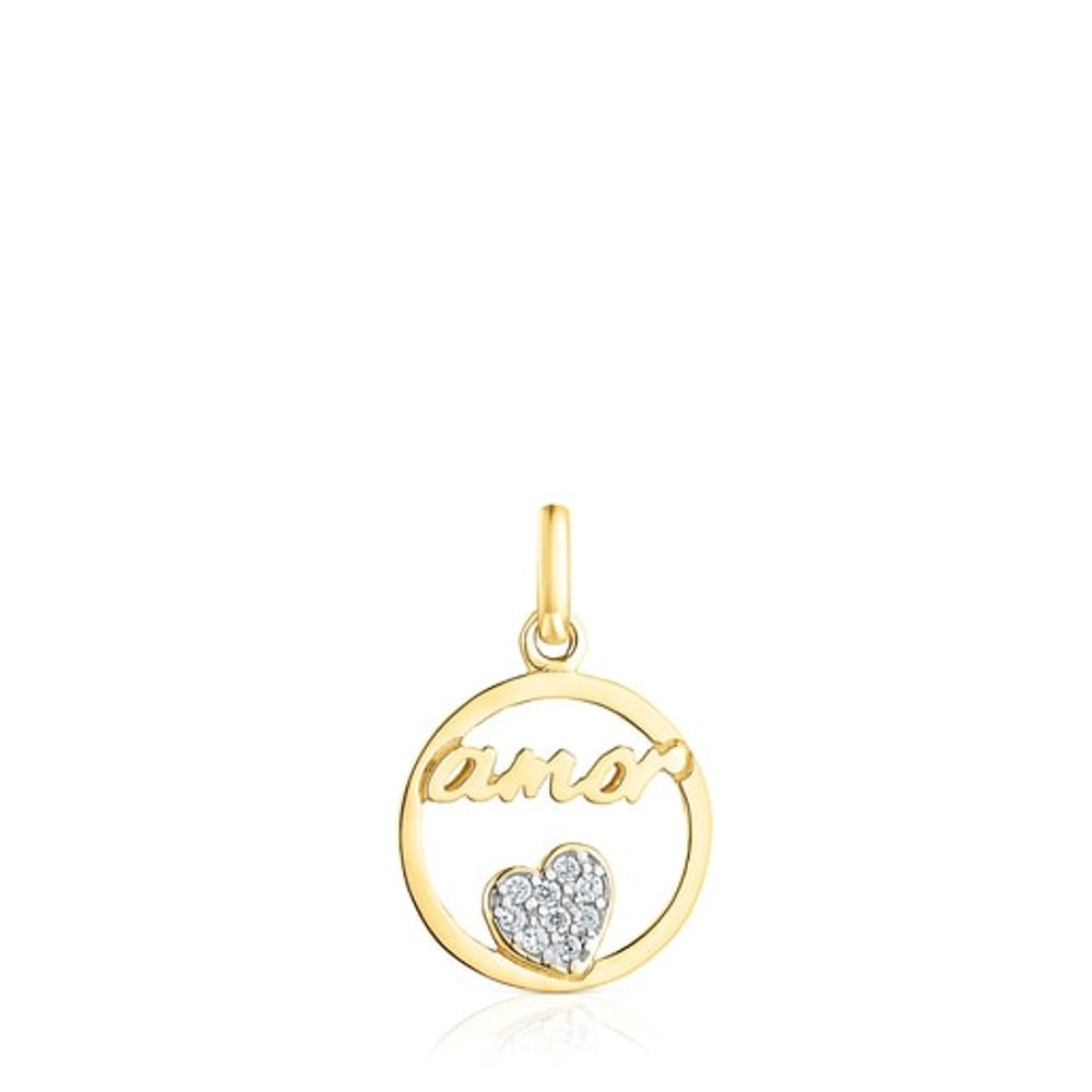 TOUS Gold Crossword Love Pendant with diamonds | Westland Mall