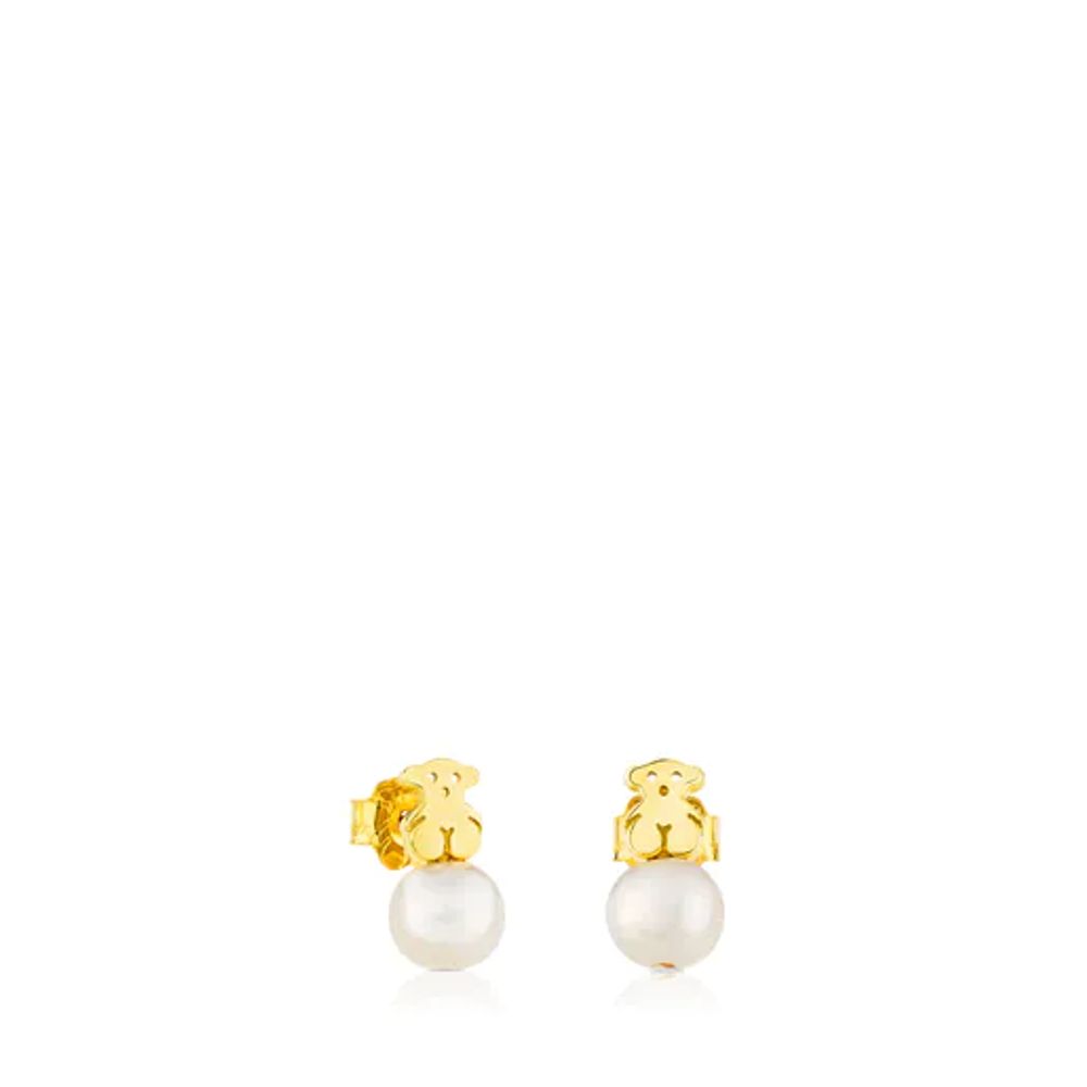 TOUS Gold Puppies Earrings with Pearls and Bear motif | Plaza Las Americas