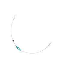 Silver TOUS Crossword Mama Mum bracelet with enamel and gemstone