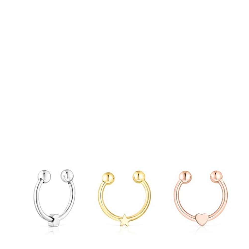 Pack of tricolored steel TOUS Basics septum Rings