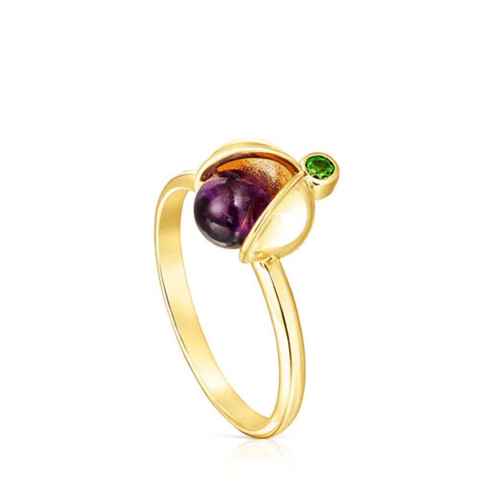 TOUS Silver vermeil Virtual Garden Ring with amethyst and chrome diopside |  Westland Mall