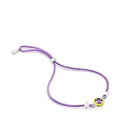 Pulsera de cordón morado con amatista y esmalte TOUS Vibrant Colors