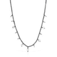 Dark silver Virtual Garden Necklace with cultured pearls