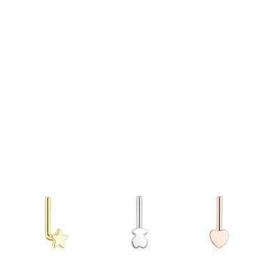 Pack of tricolored steel TOUS Basics nose Piercings
