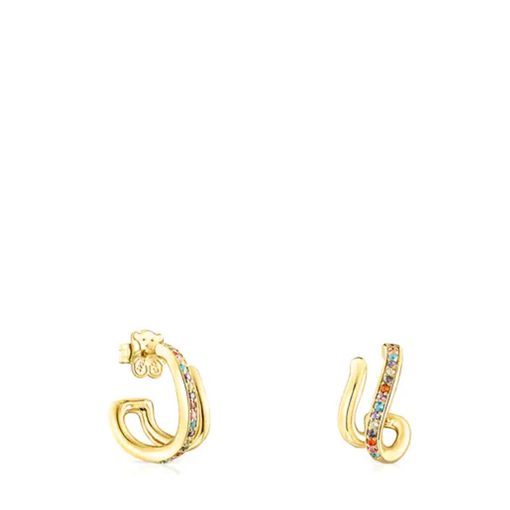 TOUS Silver vermeil TOUS Vibrant Colors Double-hoop earrings with gemstones  | Plaza Las Americas