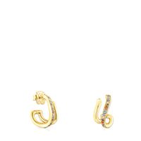 Aretes doble aro con baño de oro 18 kt sobre plata y gemas TOUS Vibrant Colors