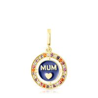 Silver vermeil TOUS Crossword Mama Mum pendant with gemstones and enamel