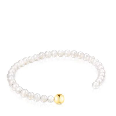 Pulsera de perlas y plata con baño de oro 18 kt sobre plata Gloss