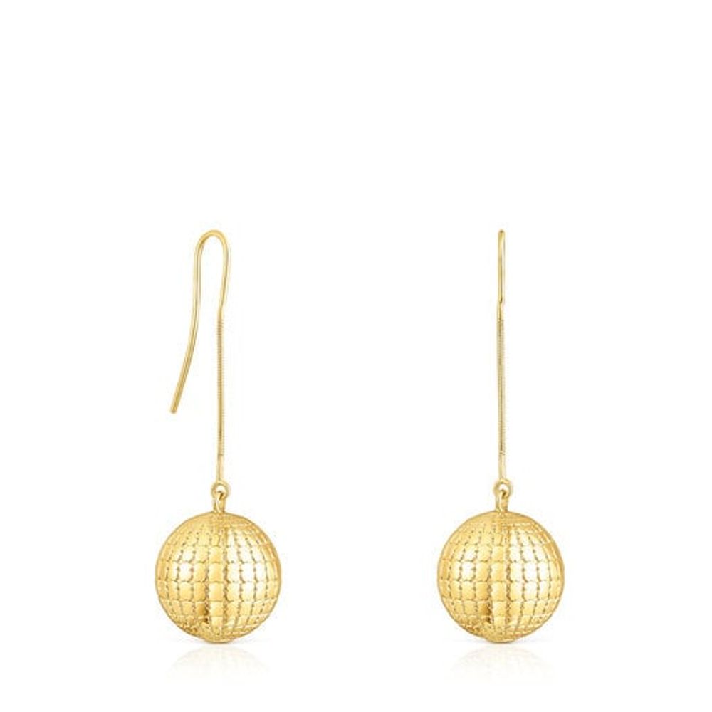 Silver vermeil St. Tropez Disco bear ball Earrings