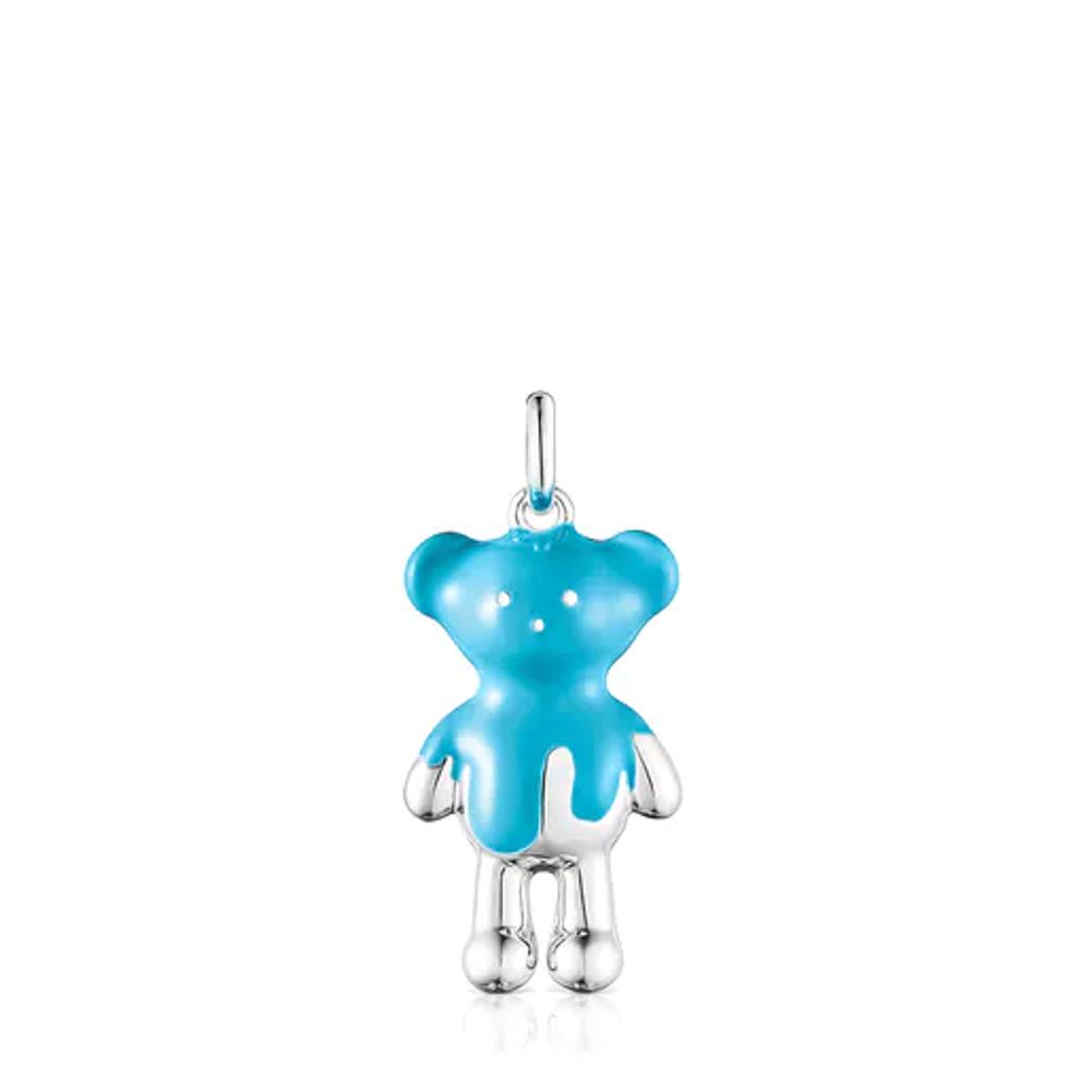 Silver Teddy Bear Pendant with enamel