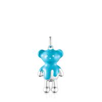 Silver Teddy Bear Pendant with enamel