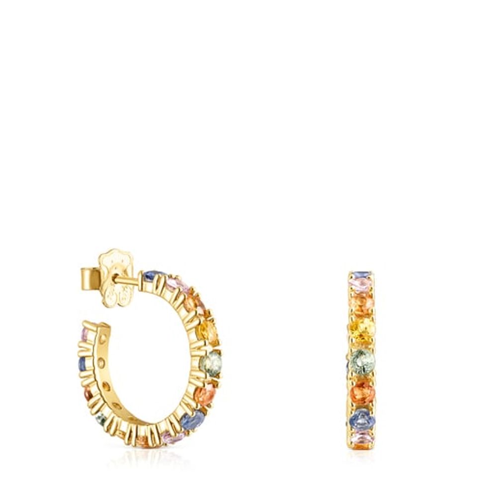 TOUS Silver Vermeil Glaring Hoop earrings with multicolored Sapphires |  Plaza Las Americas
