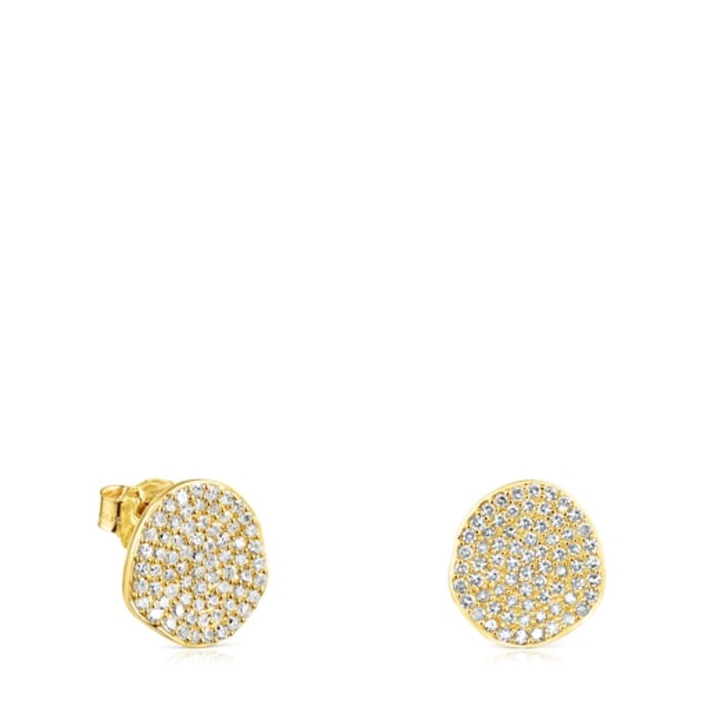 TOUS Gold Nenufar Earrings with Diamonds | Plaza Las Americas