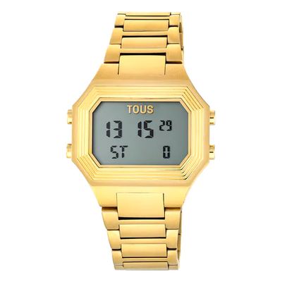 Reloj digital con brazalete de acero IP dorado Emerald