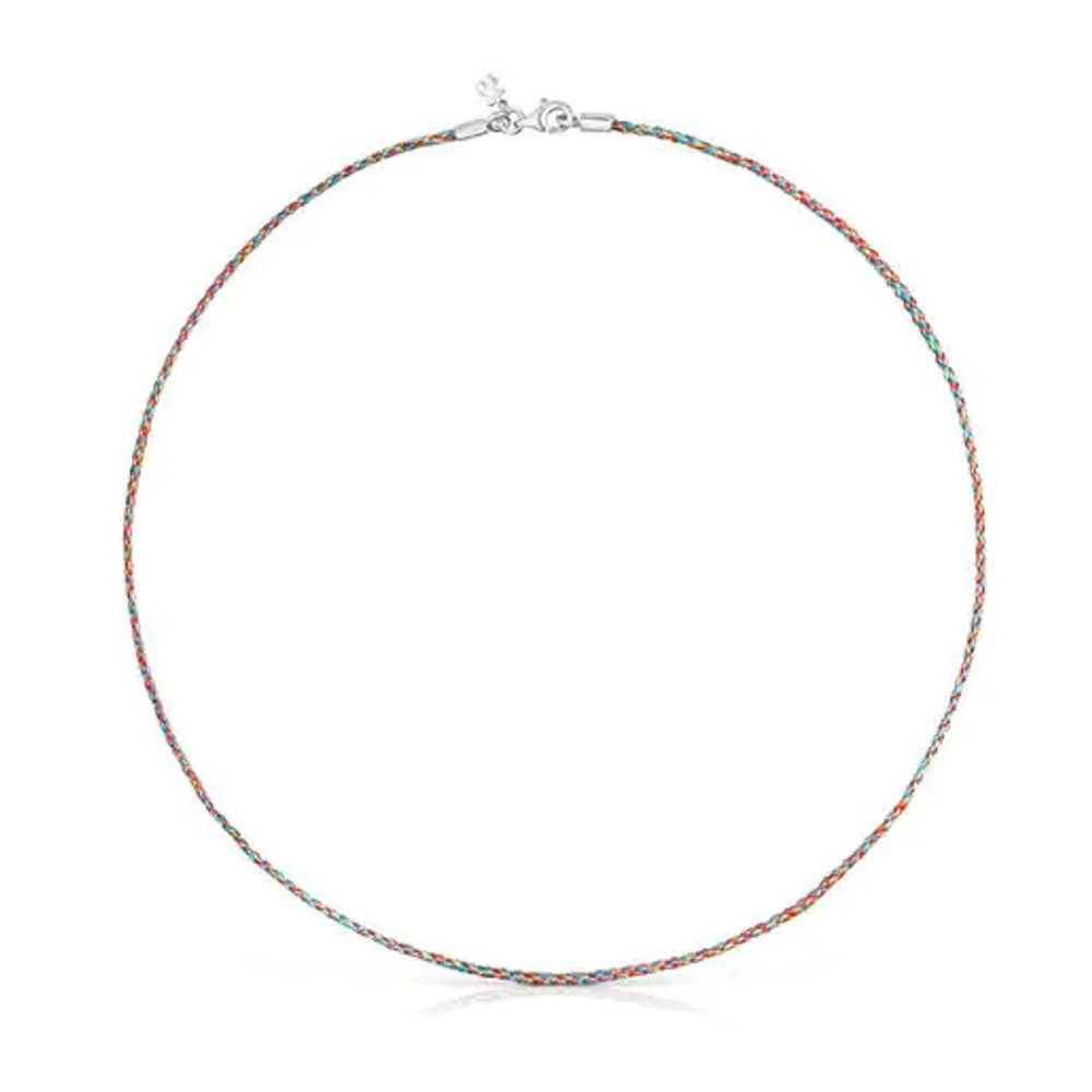 Multicolored braided thread Necklace with silver clasp Efecttous