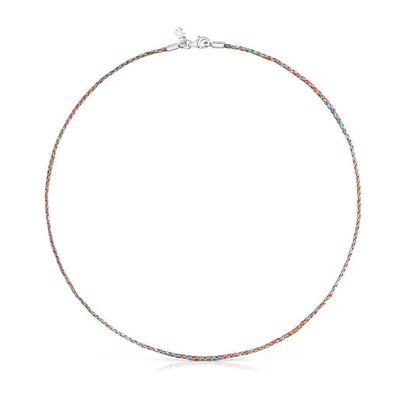 Multicolored braided thread Necklace with silver clasp Efecttous