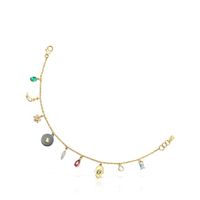 Gold Gem Power Bracelet with Gemstones and Diamonds