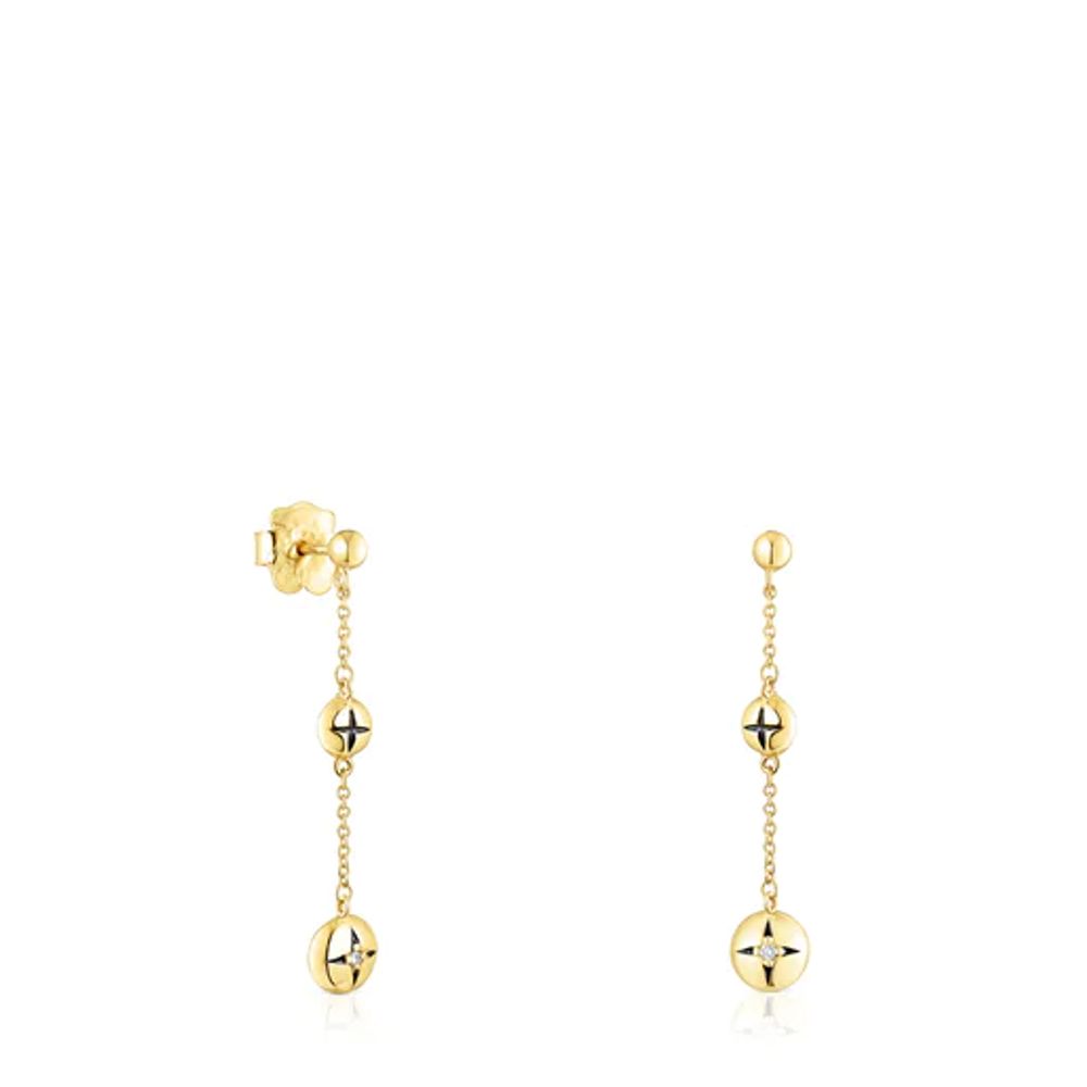 TOUS Long gold Magic Nature Earrings with diamonds | Westland Mall