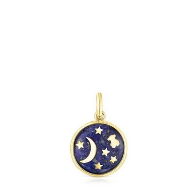 Magic Nature disc moon Pendant with lapis lazuli