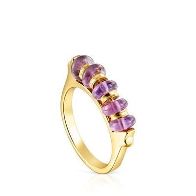 Silver vermeil Virtual Garden Bar ring with amethyst