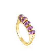 Silver vermeil Virtual Garden Bar ring with amethyst