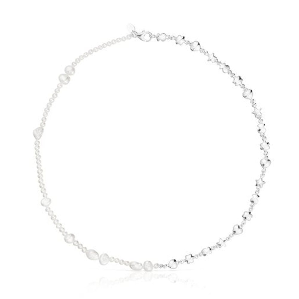 Collar de plata y perlas cultivadas con motivos Mini Icons