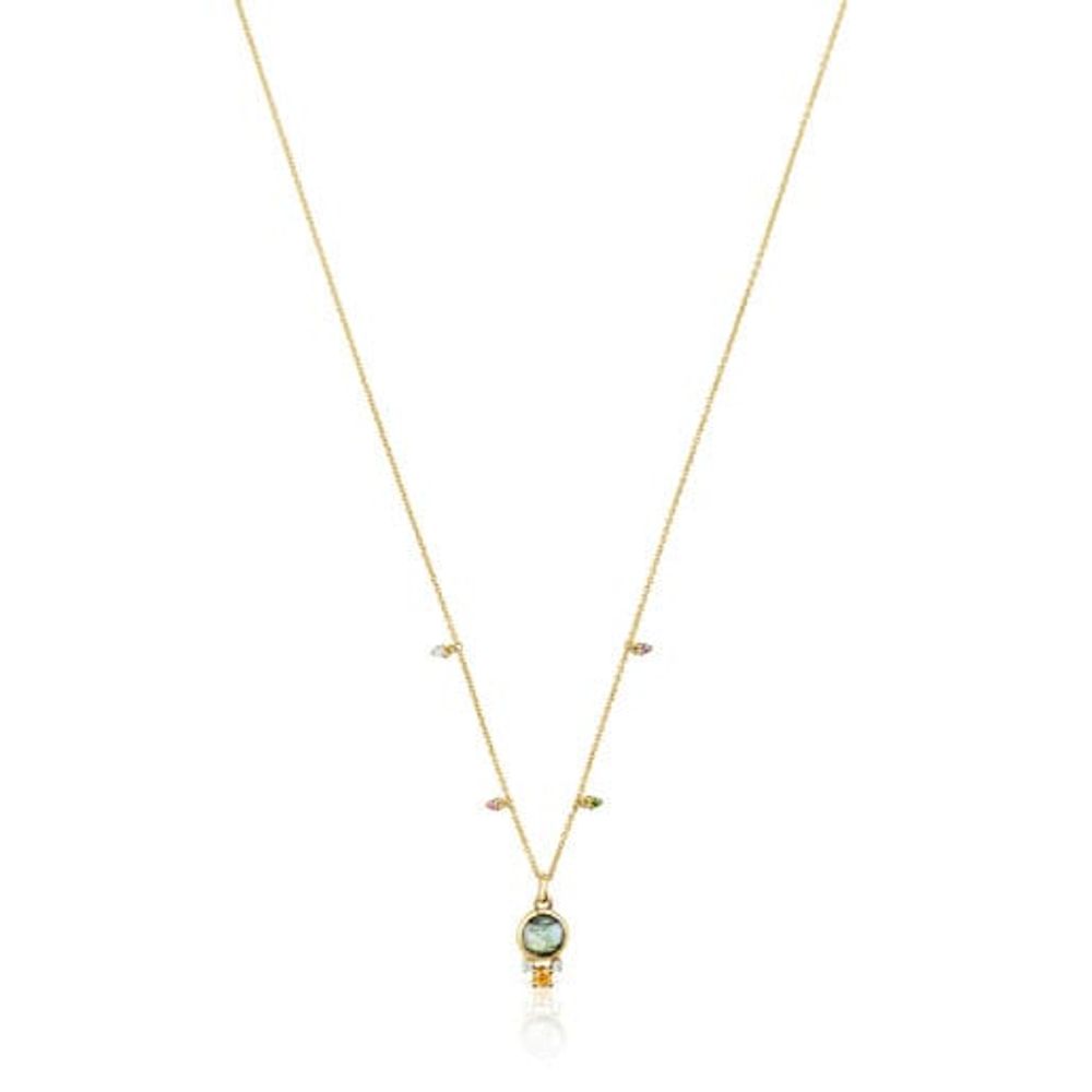 Gold Virtual Garden Necklace with labradorite and gemstones