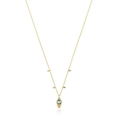 Gold Virtual Garden Necklace with labradorite and gemstones