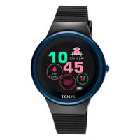 Reloj smartwatch Rond Connect de acero IP azul con correa de silicona negra