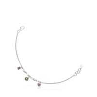 Silver TOUS New Motif Bracelet with pearls and gemstone motifs