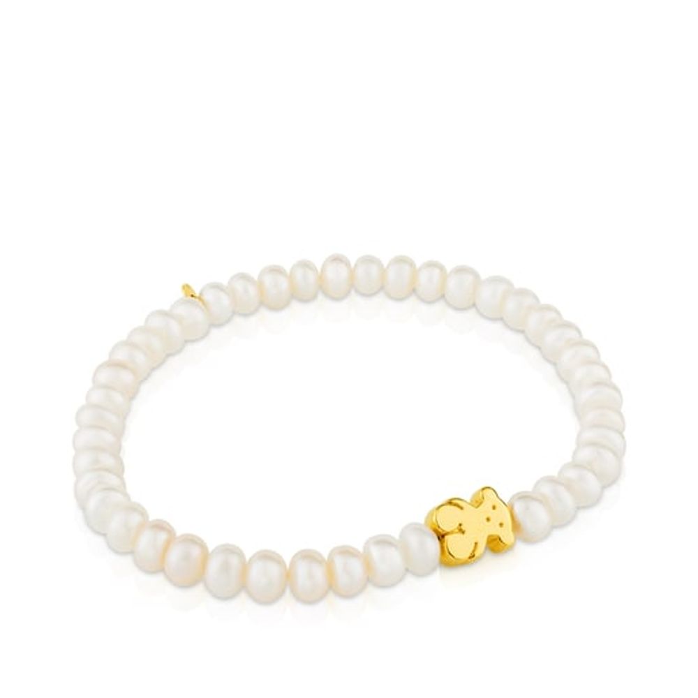 TOUS Gold Sweet Dolls Bracelet with pearls and Bear motif | Plaza Del Caribe