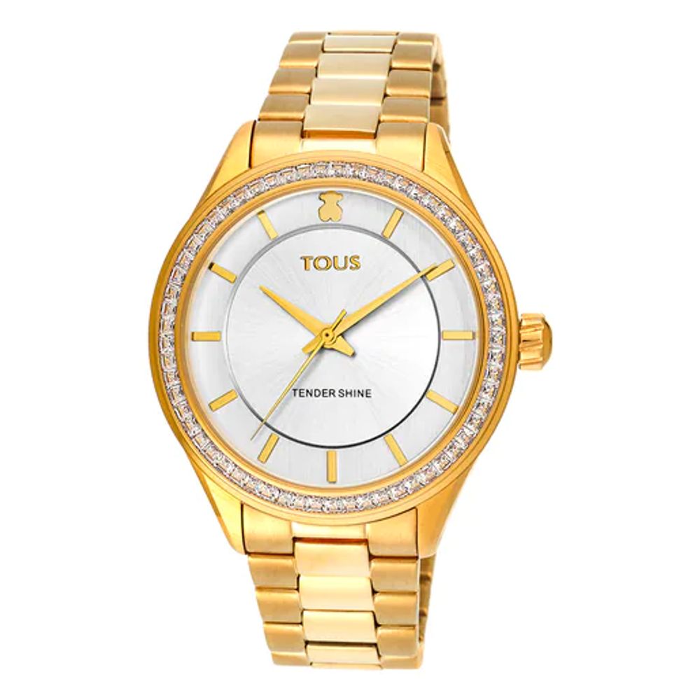 TOUS Gold-colored IP Steel T-Shine Watch with cubic zirconia | Plaza Las  Americas