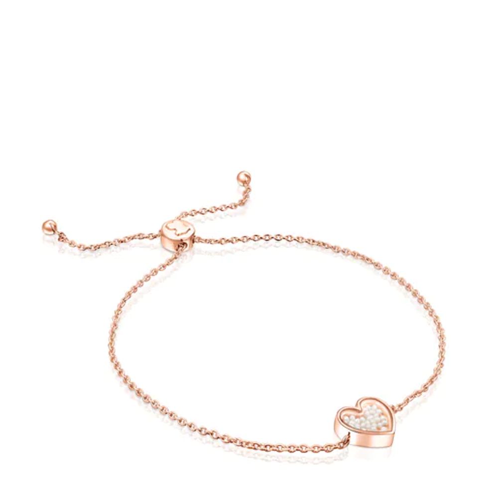 Pulsera Areia con baño de oro rosa 18 kt sobre plata y perlas