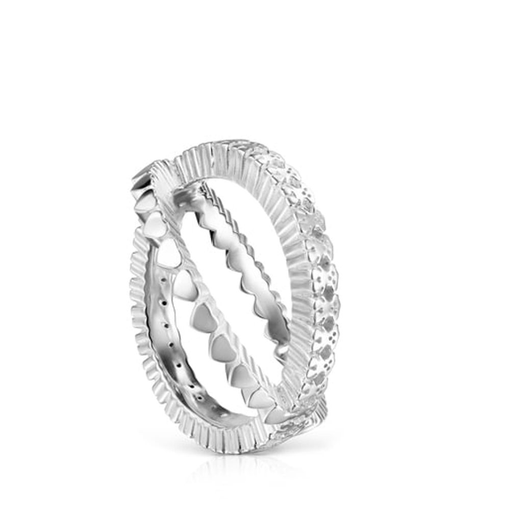 TOUS Silver TOUS Straight crossed Ring 1,3cm | Plaza Del Caribe
