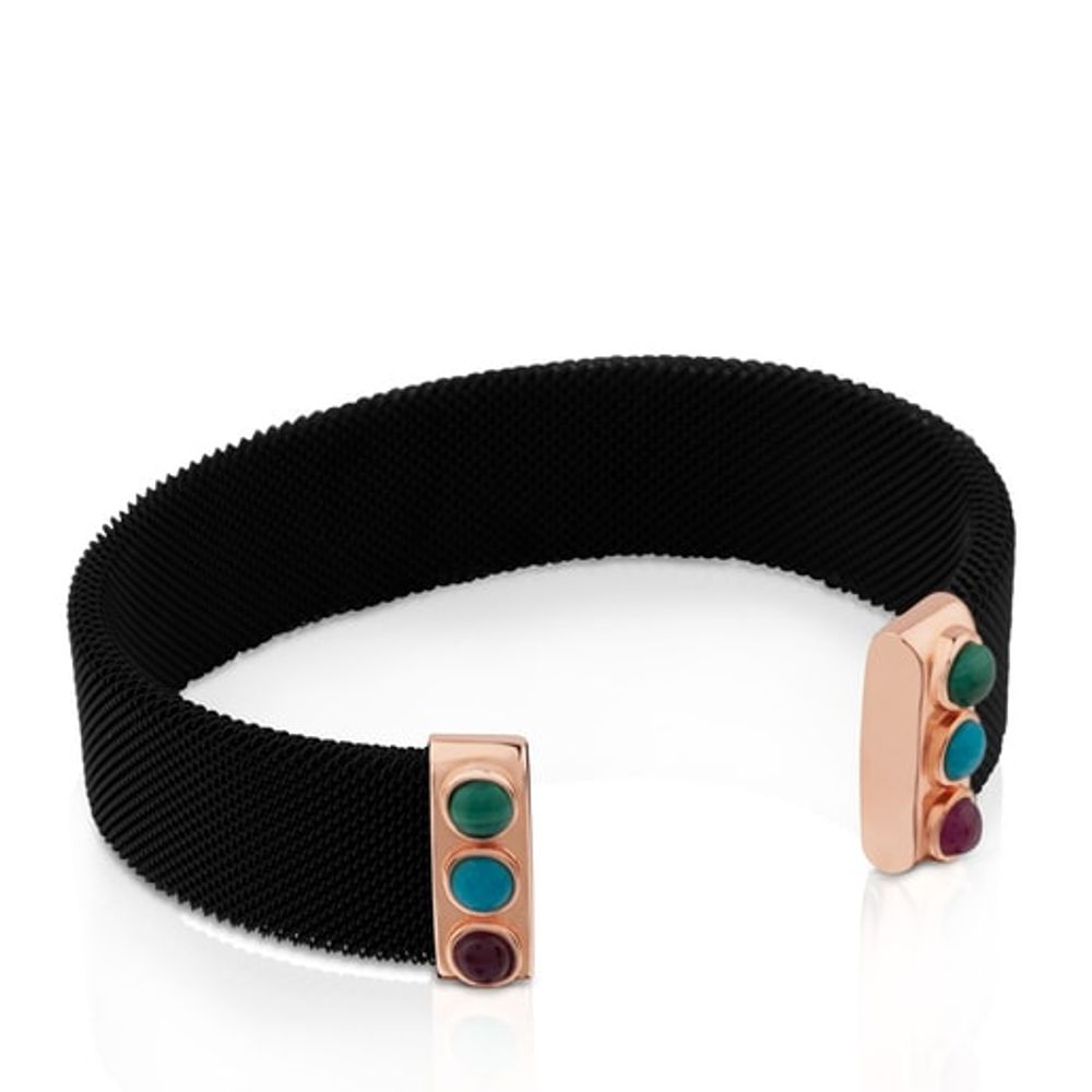 TOUS Steel and Rose Vermeil Silver Super Power Bracelet with Malachite,  Turquoise Ruby | Westland Mall