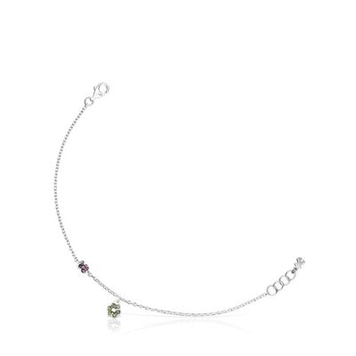 Silver TOUS New Motif Bracelet with chrome diopside and amethyst