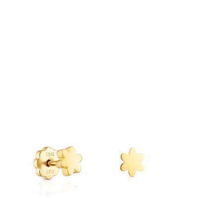 Gold Puppies Earrings Flower motif