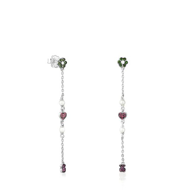 TOUS Silver TOUS New Motif Long Earrings with gemstones and pearls |  Westland Mall