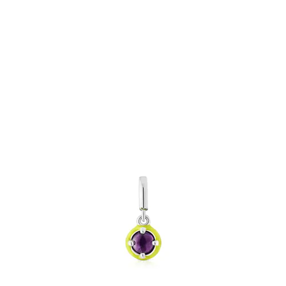 TOUS Silver TOUS Vibrant Colors Pendant with amethyst and lime green enamel  | Plaza Las Americas