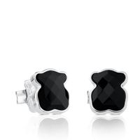 Silver TOUS Color Earrings with faceted onyx