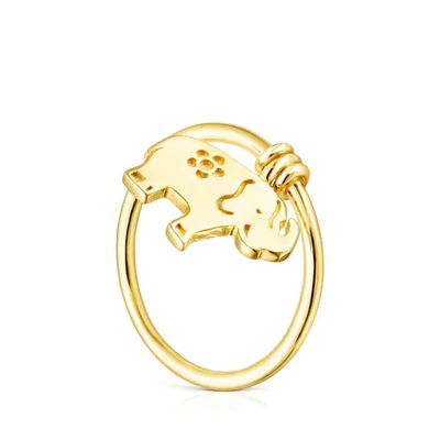 Anillo Save elefante con baño de oro 18 kt sobre plata