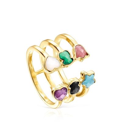 Glory Open Ring Silver Vermeil with Gemstones