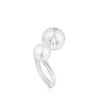 TOUS Silver St. Tropez Disco bear ball Open ring with cultured pearl |  Plaza Las Americas
