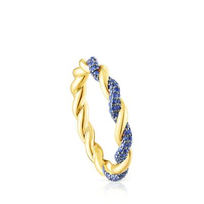 Gold Twisted Ring with sapphire