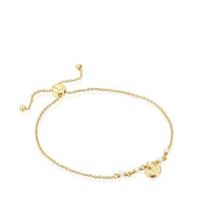 Pulsera con baño de oro 18 kt sobre plata y perlas Sea Vibes