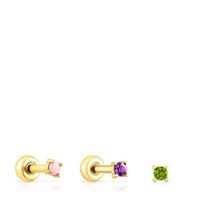 Gold-colored IP steel TOUS St. Tropez Steel Piercing set with gems